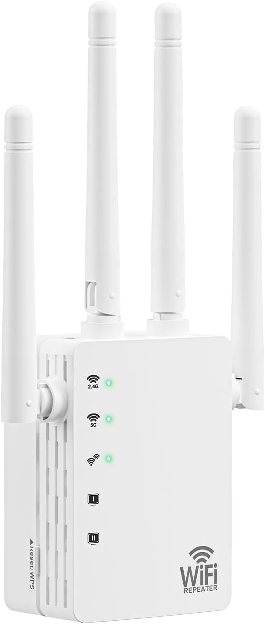 WiFi Extender，WiFi Extenders Signal Booster - WiFi Repeater with 12880 Sq.ft Coverage 105 Devices，with 1200Mbps Dual - Band 2.4G&5G，1-Tap Setup，Supports Ethernet Port,Faster Speed