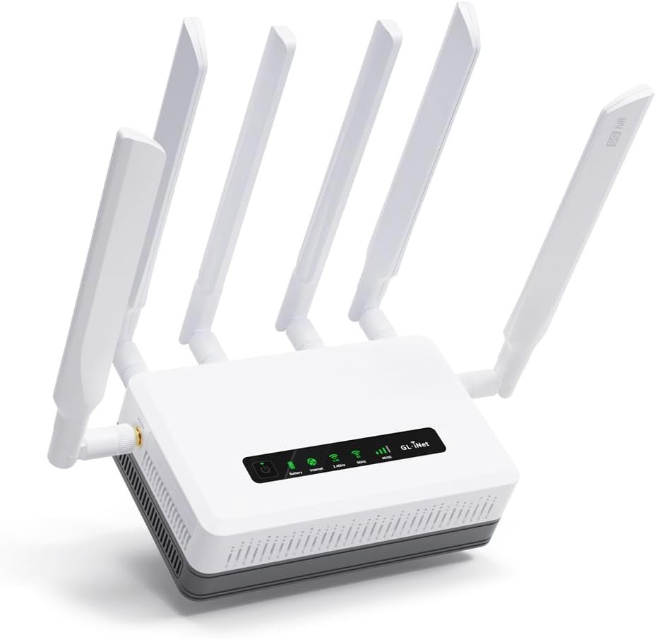 GL.iNet GL-XE3000 (Puli AX) 5G Router with Dual SIM Card Slot, Wi-Fi 6 Cellular Routers, Built-in Battery, Multi-WAN, VPN, OpenWrt, Secure 5G Router for Office, Retail, Events, Business